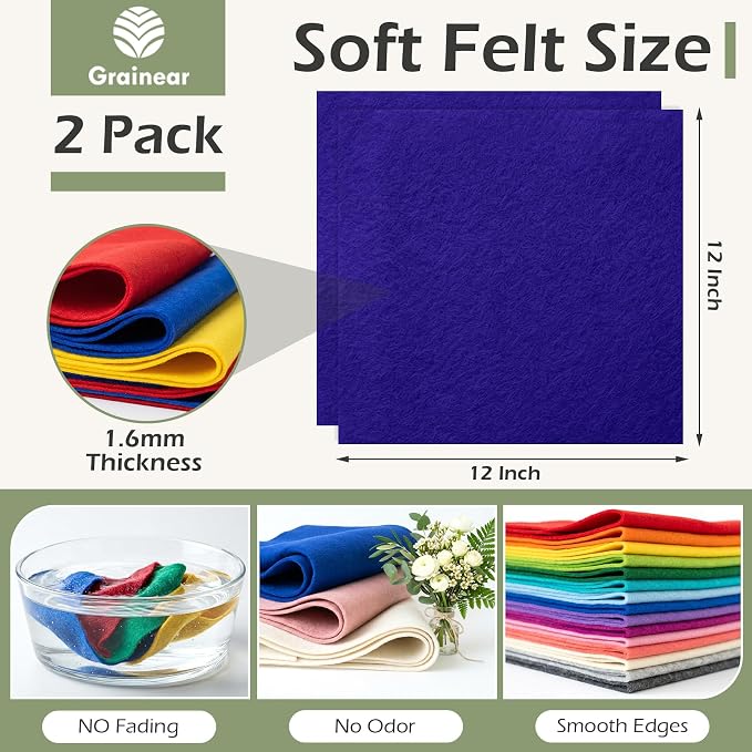 Royal Blue Soft Felt Sheets for Crafts, 1.6mm Thick, Handmade Crafts, DIY