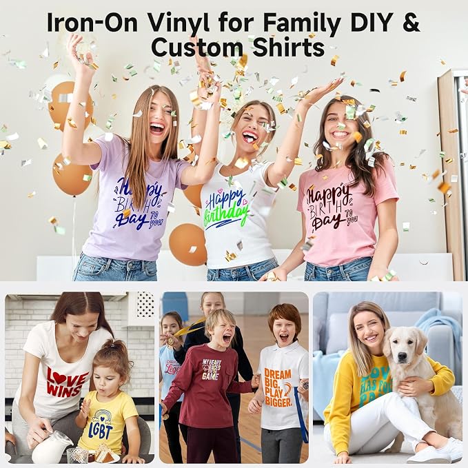 TECKWRAP Heat Transfer Vinyl for T-Shirts 60 Sheets 10"x12" Easy Cut & Weed |