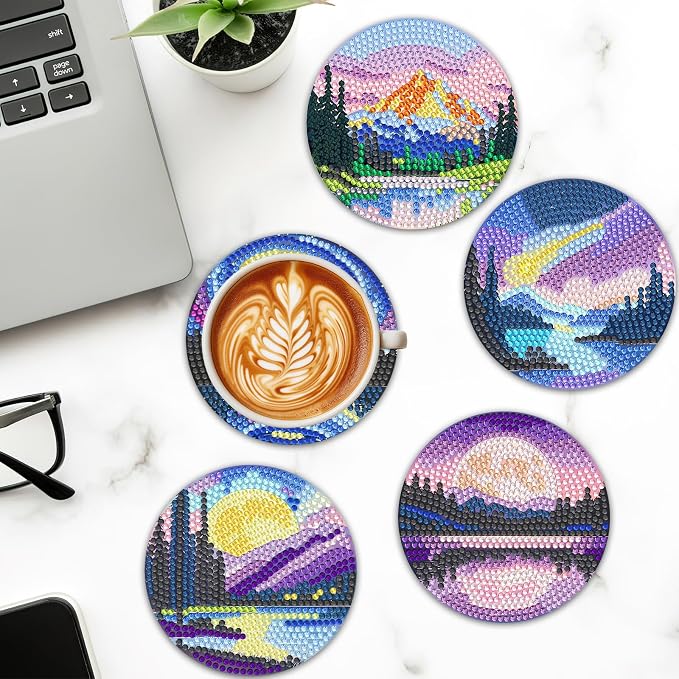 UPINS 8 Pcs Diamond Art Painting Coasters