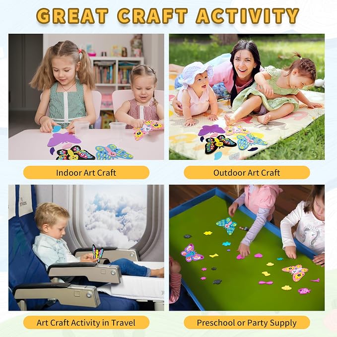 VKPI 4 Butterflies Foam Art Crafts Gift Kit, Creative Make Your Own Butterflies