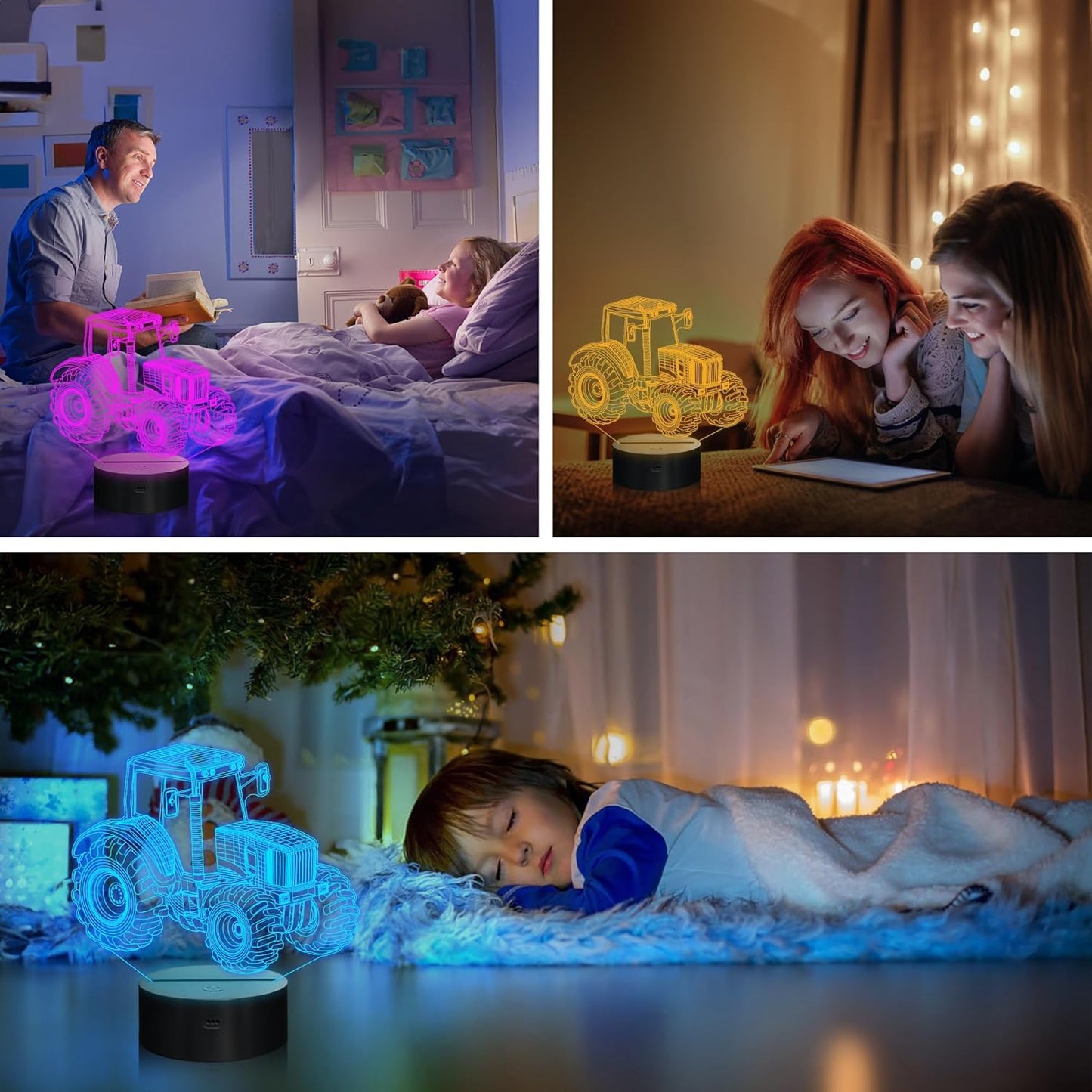 Tractor Gifts, Tractor Night Light, 3D Illusion Lamp with 16 Colors Remote and Touch Control - Gifts for Boy Men Women Christmas Decoration, Girl Boys' Kids Room, Birthday Gift