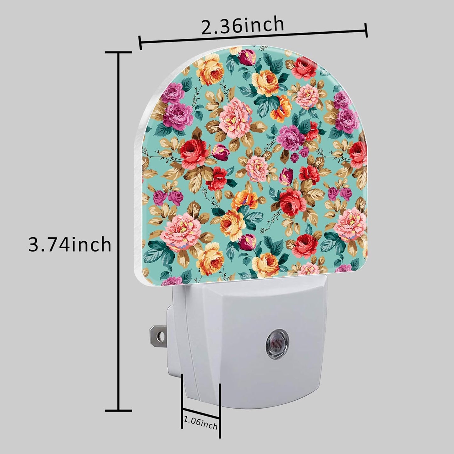 Plug in Night Lights Retro Pink Red Flowers Nightlight Plug Into Wall Dusk to Dawn Sensor LED Night Light for Kid Girls Boys Women Men Room Decor, Hallway, Kitchen, Bathroom, Nursery, Stairs