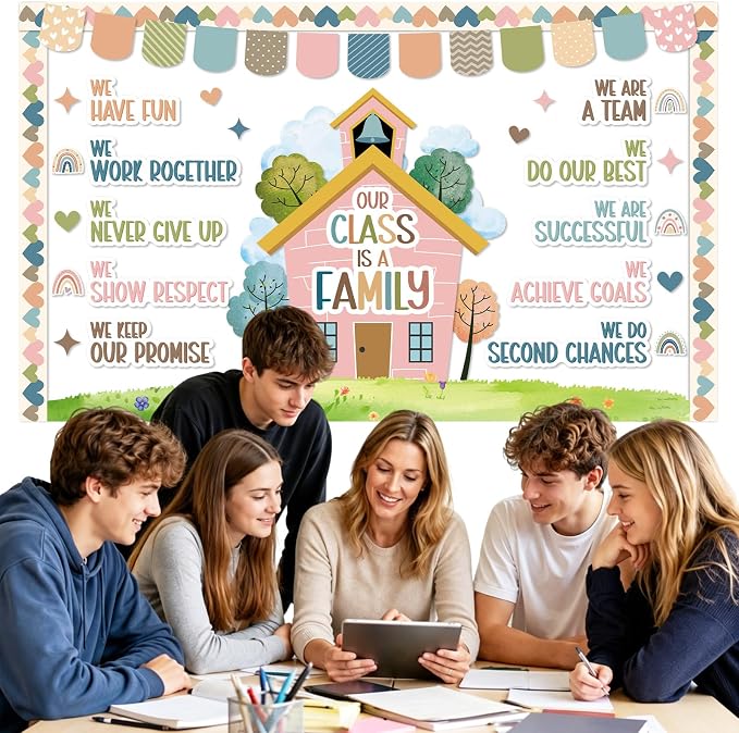 Motivational Bulletin Board Classroom Decoration Boho Our Class is A Family