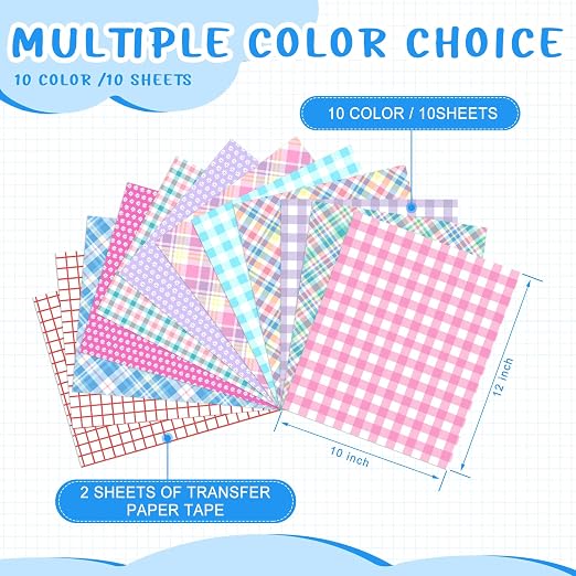 Tintnut Easter Permanent Vinyl 10Pcs 12"x10" Pink Plaid Adhesive Vinyl | Spring