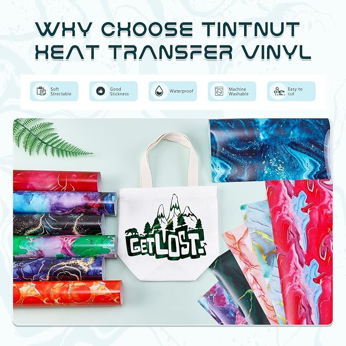 Tintnut Marble Watercolor Heat Transfer Vinyl, 12 Ps 12×10in Iron on Vinyl |