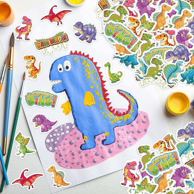 300Pcs Dinosaur Foam Stickers, Cute Self-Adhesive Dino Stickers Dinosaur Theme