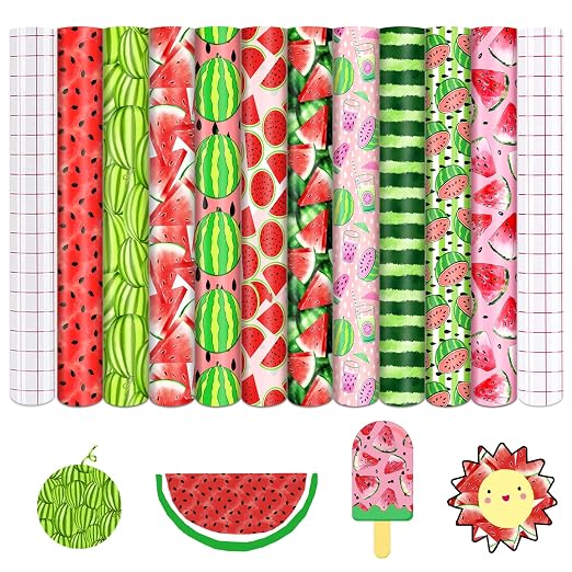 Tintnut Watermelon Permanent Vinyl 10 Pcs 12x10in Permanent Adhesive Vinyl |