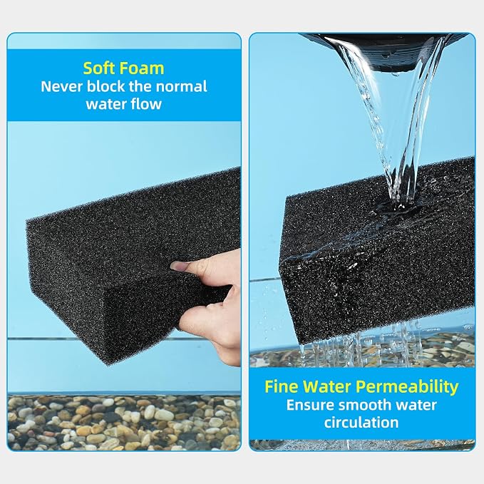 AQUANEAT 2 Pack Aquarium Bio Sponge Filter Media Pad Cut-to-Size Open Cell Foam