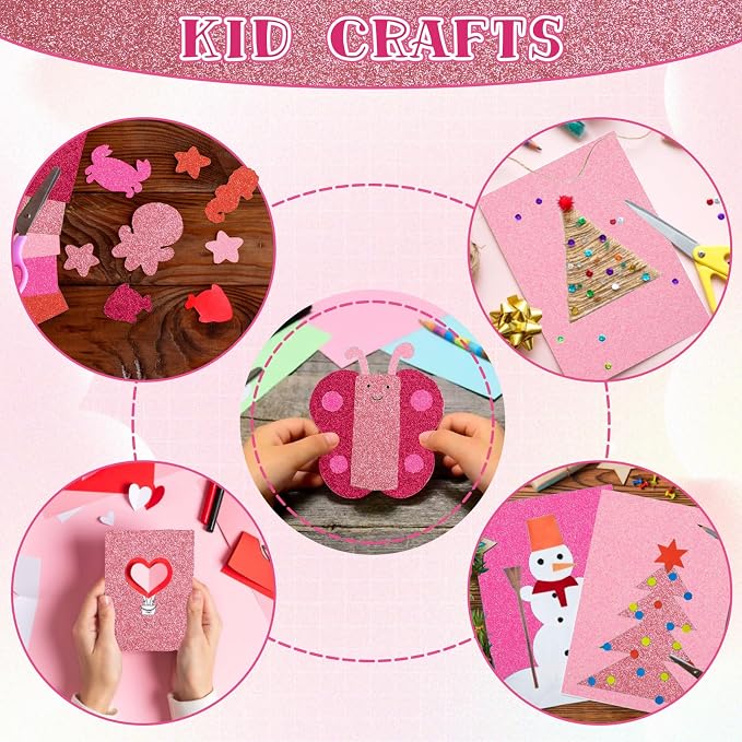 10 Pack Glitter Foam Sheets Craft 8 x 12 inch | 5 Colors Sparkles Foam Paper