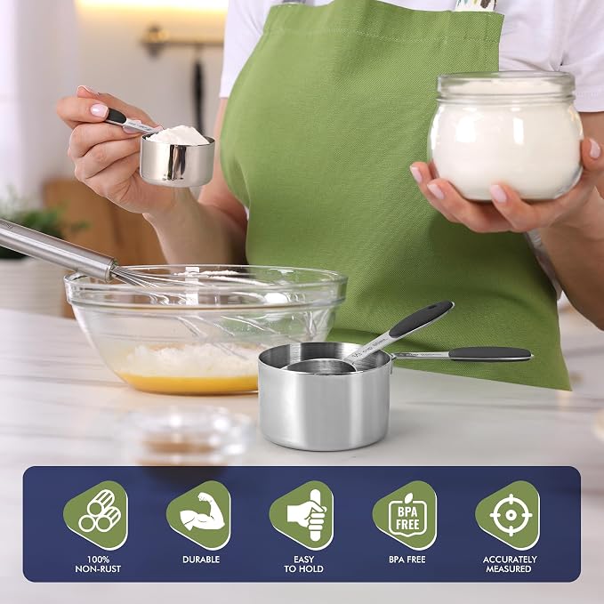 HOTEC 10-PACK Measuring Cups and Spoons Set, Kitchen Gadagets Cooking Baking