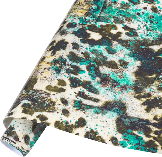 Tintnut Turquoise Cowhide Heat Transfer Vinyl Roll, easy cut & weed, stretch
