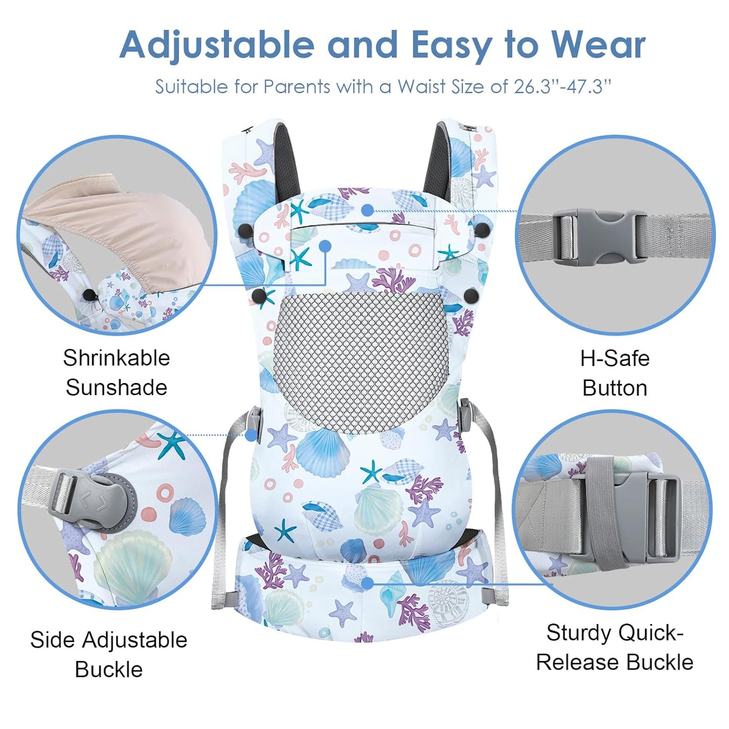 Infant Baby Front Carrier, Toddler Body Carrier, 7-66 Lbs Ergonomic Design, Lumbar Support, Lightweight Baby Chest Carriers (3-36 Months)