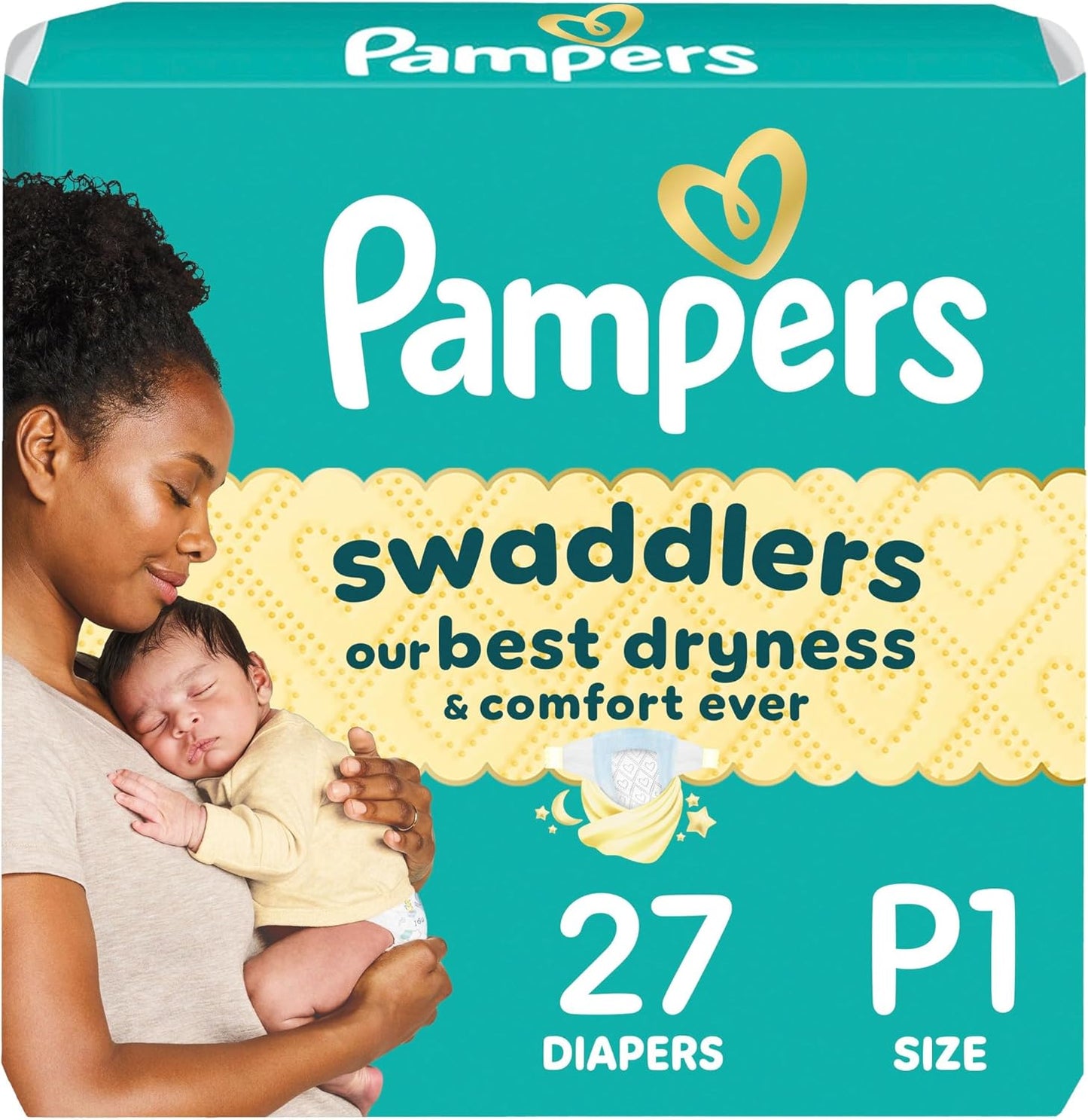 Pampers Baby Diapers - Swaddlers - Size P1, 27 Count, Ultra Absorbent Disposable Preemie Diaper