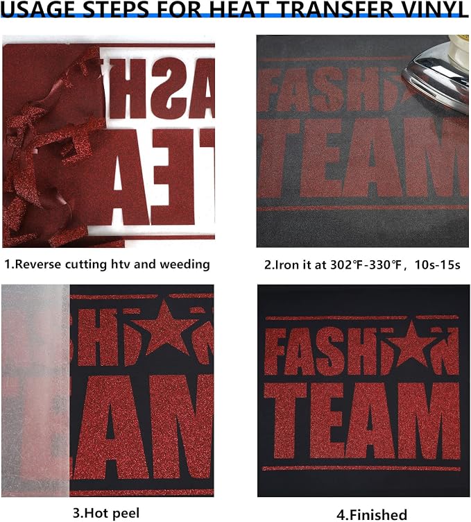 FUNKAKA Glitter Heat Transfer HTV Vinyl Bundle, 8 Rolls 12" x 3ft Iron On Vinyl