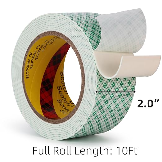 3M Double Sided Foam Tape 2.0"×10Ft 1 Pack White Heavy Duty | Double Coated