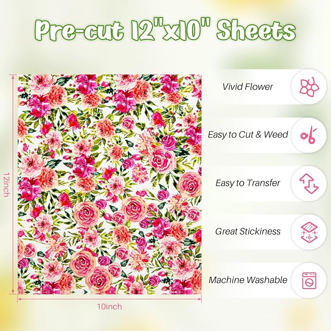 HTVRONT Floral Heat Transfer Vinyl