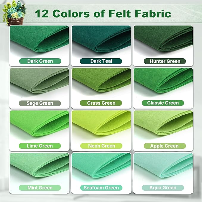 Large Stiff Felt Sheets 8"x35" – 12 Assorted Colors Felt Fabric Bundle Pack