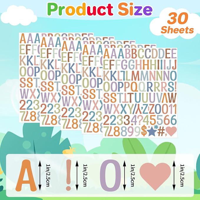 Letter Stickers 1 inch, Self-Adhesive Vinyl Waterproof ABC Letter Stickers