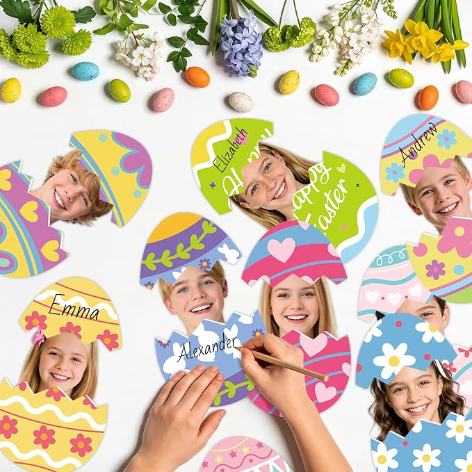 54Pcs Easter Egg Cutouts, Spring Classroom Bulletin Board Decorations,