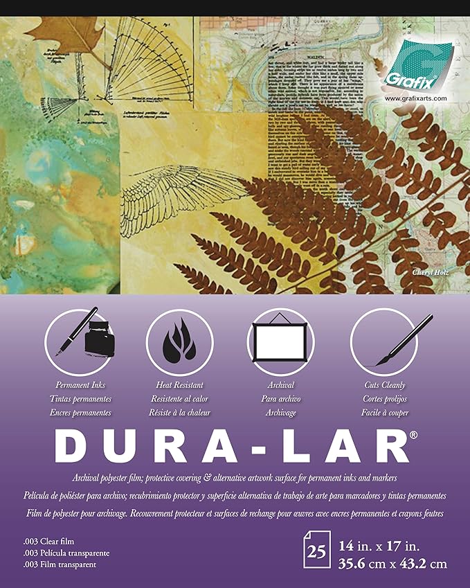 Grafix Dura-Lar 0.003" Film, Ultra Clear, Glossy 14"x17" Sheet, Mylar/Acetate