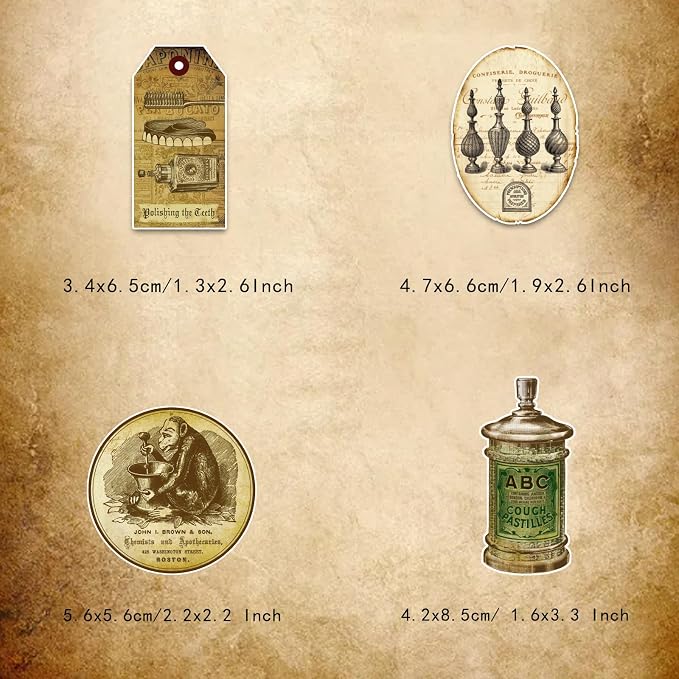 Prstincol 120 Pcs Vintage Apothecary Potion Label Stickers