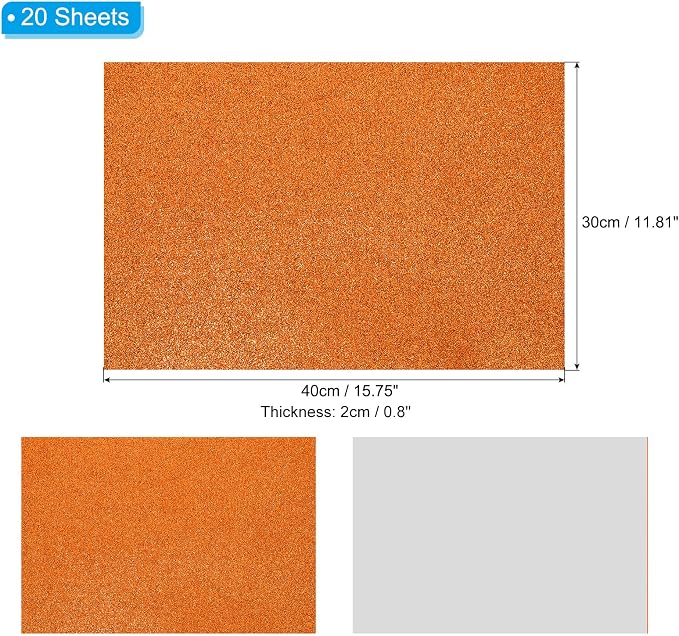 PATIKIL Orange Shiny EVA Glitter Foam Sheet 16x12 Inch 2mm Thick