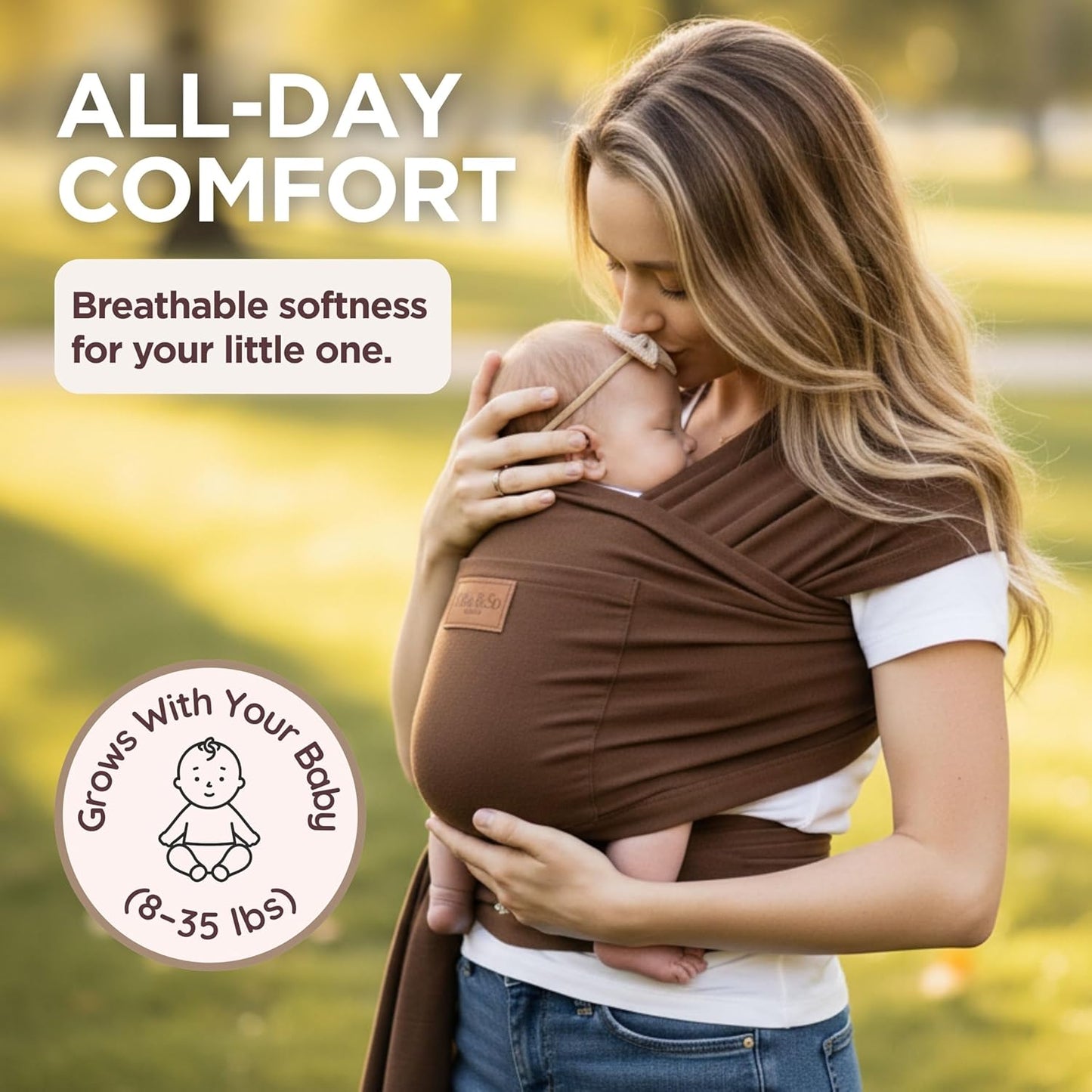 Baby Wrap Carrier - Premium Cotton Baby Carrier Wrap for Newborn to Toddler- Infant Carrier- Baby Holder One Size Fits All with Front Pocket by Max&so