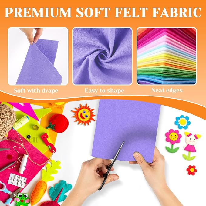IONTACH 9" X 12" Soft Felt Sheets 1.6mm Thick | Felt Fabric