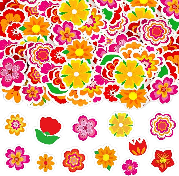 300Pcs Flower Foam Stickers, Self-Adhesive Spring Foam Stickers Colorful Flower