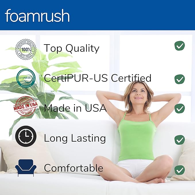 FoamRush 5" x 36" x 36" Premium Quality Upholstery Foam Cushion High Density