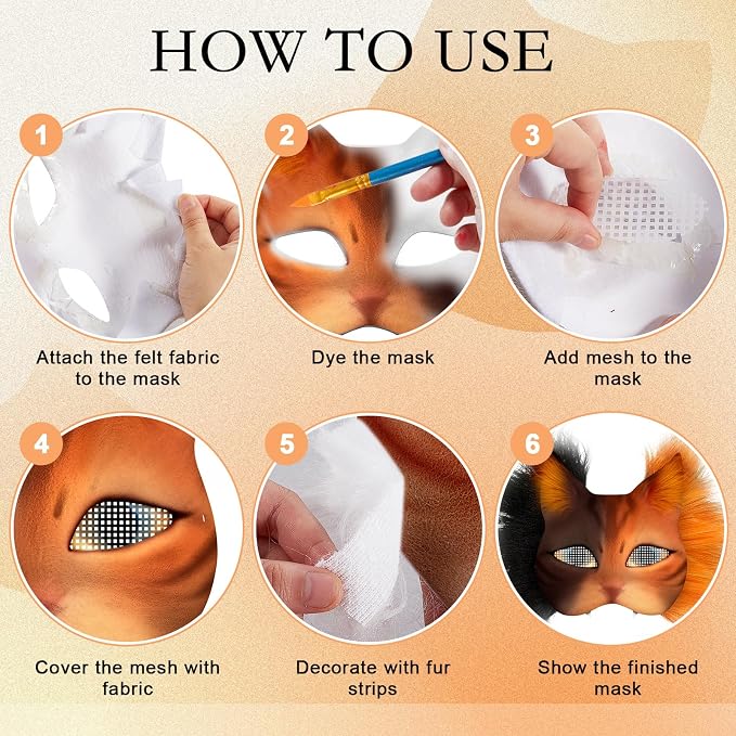 Seenelling DIY Therian Mask Kit Blank Cat Mask