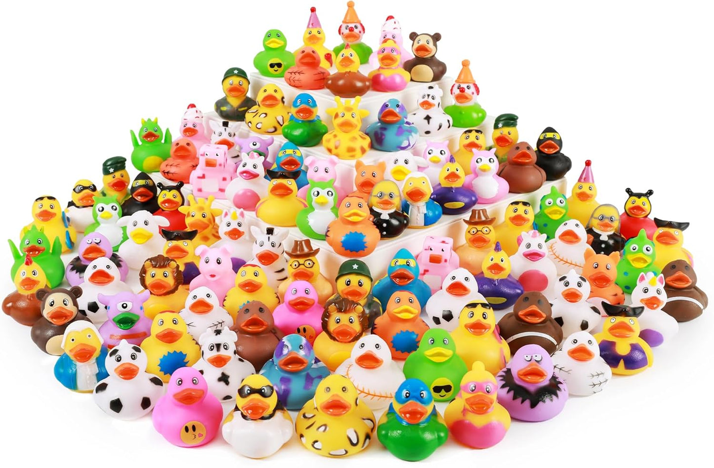 XY-WQ 100 Pack Rubber Duck for Jeeps Ducking - 2.3 Inch Bulk Floater Duck for Kids - Baby Bath Toy Assortment - Party Favors, Birthdays, Bath Time, and More (50 Varieties)