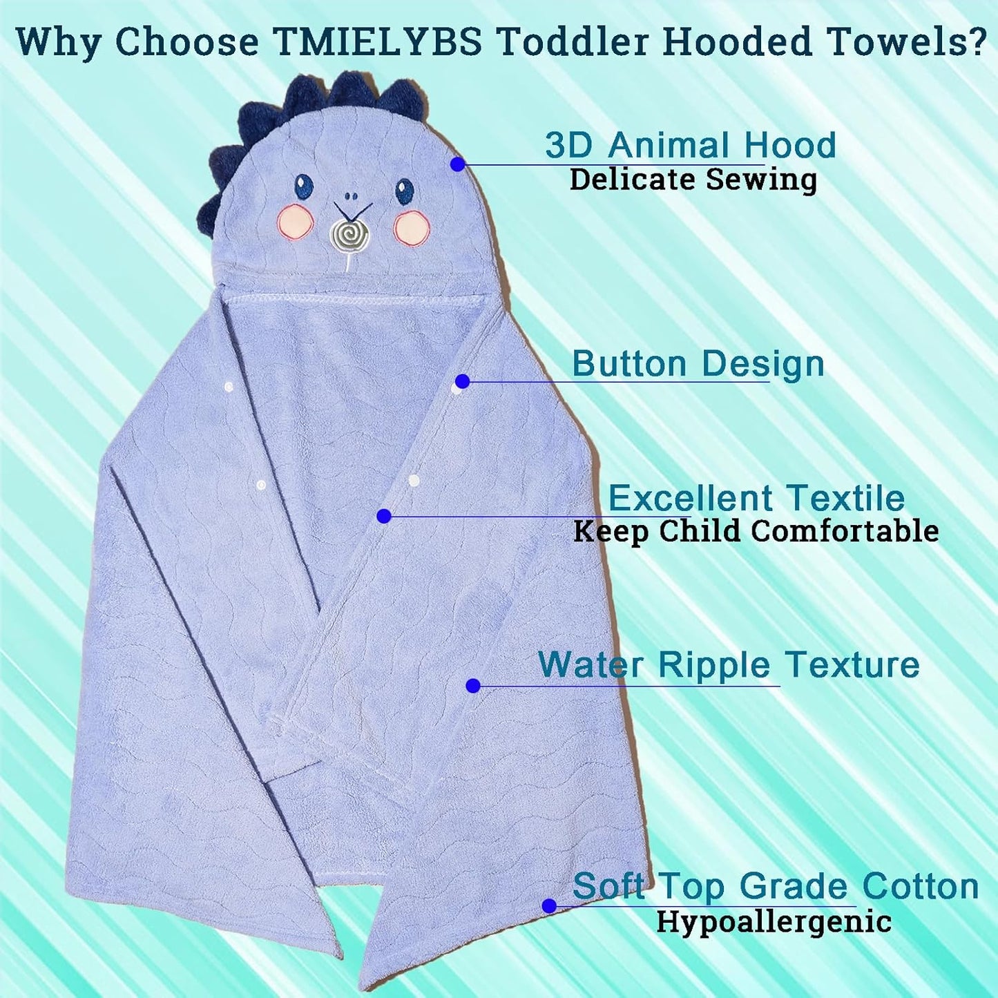 Toddler Towels Hooded Kids Bath Towels 0-6 Years Unisex Toallas para Bebe 2-Pack 27.5"X55" Thick Ultra Absorbent Soft Baby Towels with Hood Beach Towel Bathrobe for Children, Infant, Newborn