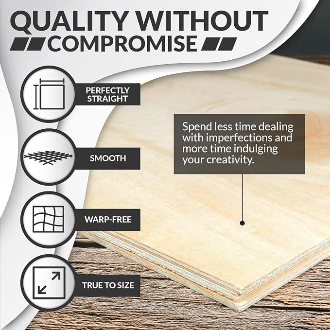 Basswood Sheets for Crafts 1/8 inch, 3mm Plywood Sheets for Laser Cutting