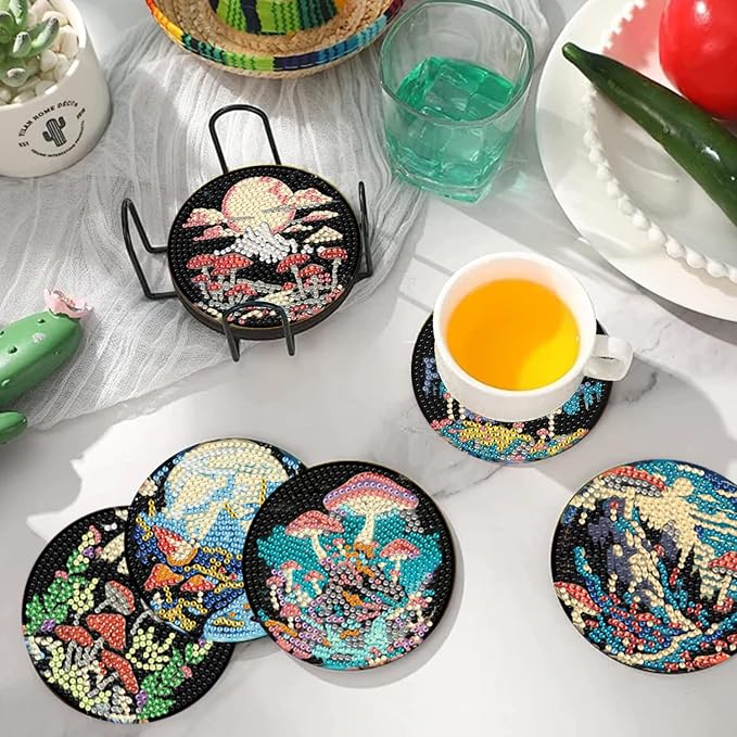 EWJRNSF 10 PCS Diamond Art Coasters Kit, Small Diamond Painting Coasters
