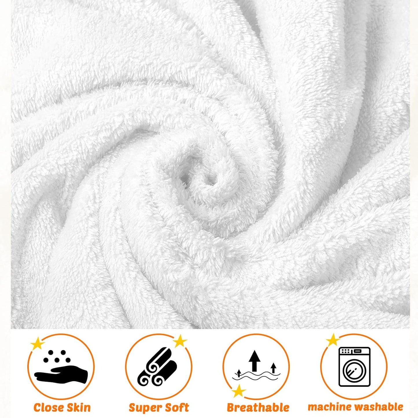 Reginary 4 Pack Baby Hooded Towels Coral Fleece Baby Bath Towels 30 x 30 Inch Soft Absorbent Hooded Bath Blanket for Newborn Toddler Infant Boy Girl Shower Gift Supplies (White)