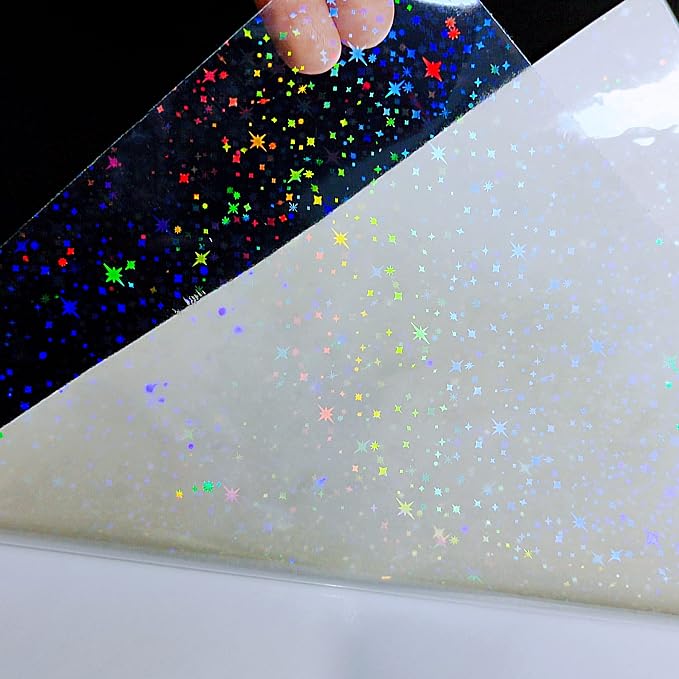 Bleidruck 25 Sheets Stars Clear Holographic Laminate Sheet Adhesive Paper |