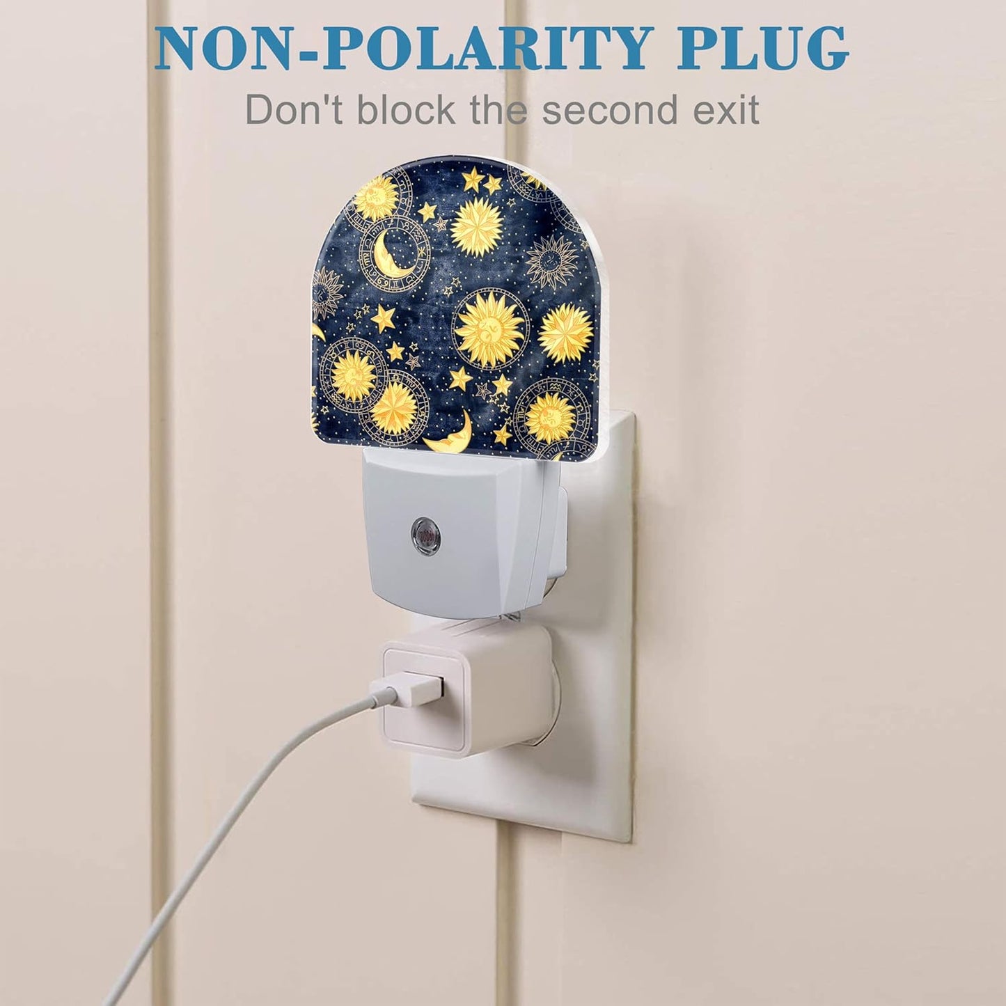 Night Light for Kids Girls Boys, Retro Divination Sun and Moon LED Night Light Plug into Wall with Dusk to Dawn Sensor for Room Decor, Hallway, Kitchen, Bathroom, Nursery, Stairs
