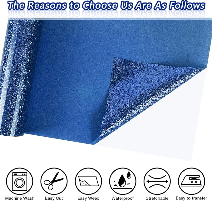 TORC Blue Glitter HTV Blue Heat Transfer Vinyl HTV Rolls