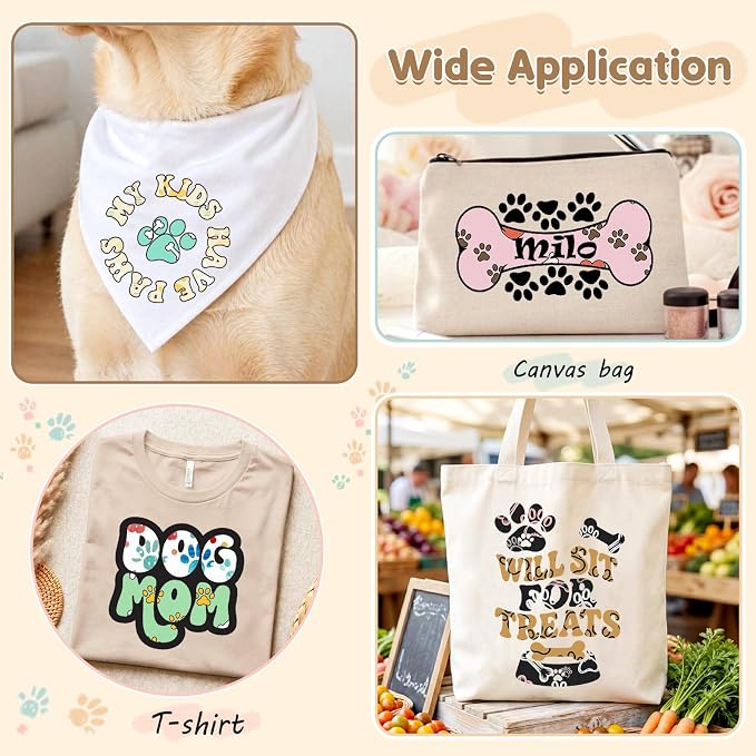 HTVSTD Dog Paw HTV Heat Transfer Vinyl 10Sheets 12×10in Iron on Vinyl | Cartoon