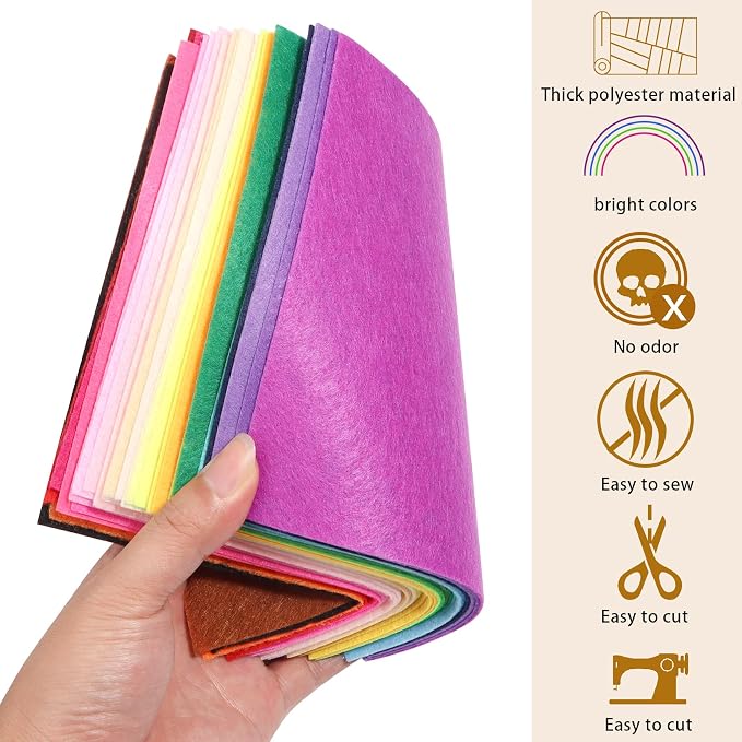 40 Pcs Stiff Felt Fabric Sheet for Crafts, 1mm Thick and 12”x12”Pink Series