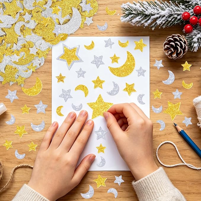 894Pcs Foam Stickers, Colorful Foam Shape Stickers Self Adhesive Star Moon
