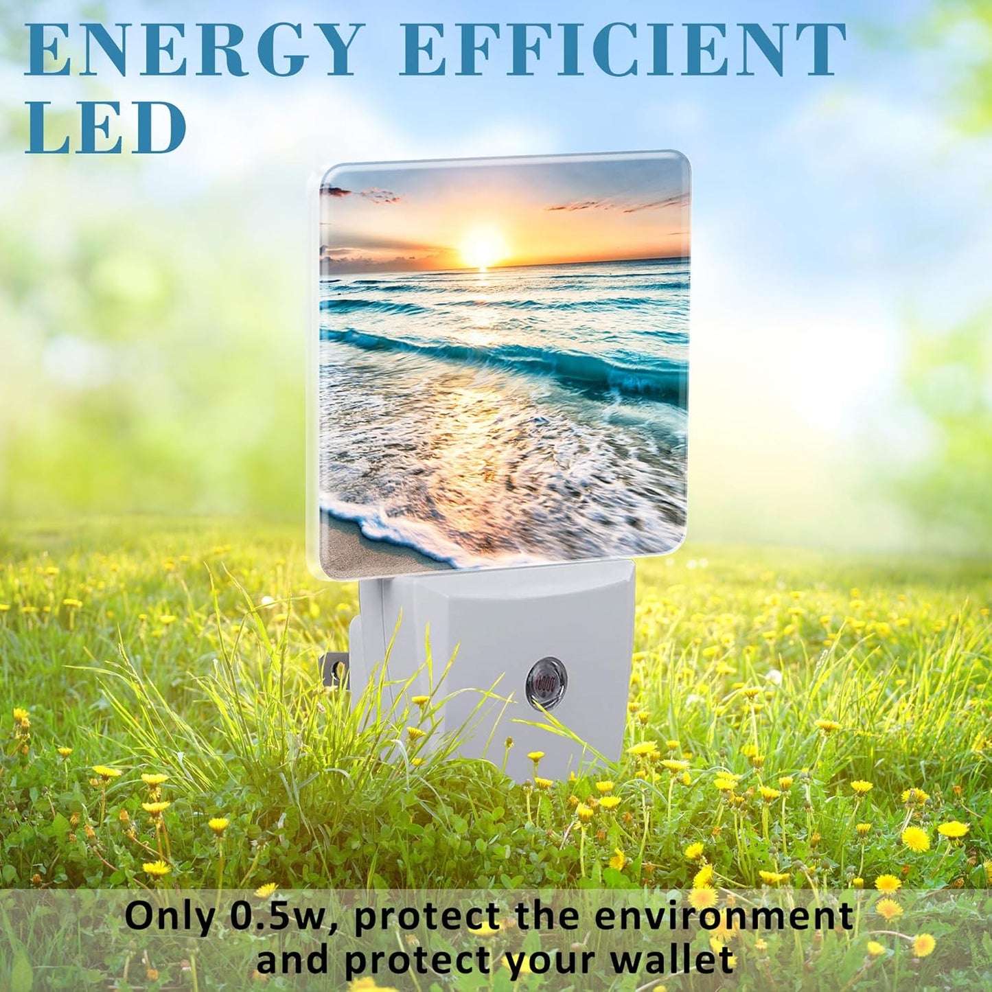 Beautiful Sunrise Over Beach Night Light Plug into Wall with Dusk to Dawn Sensor Cute Nightlight for Kid Girls Boys Women Men Room Decor, Hallway, Kitchen, Bathroom, Nursery, Stairs