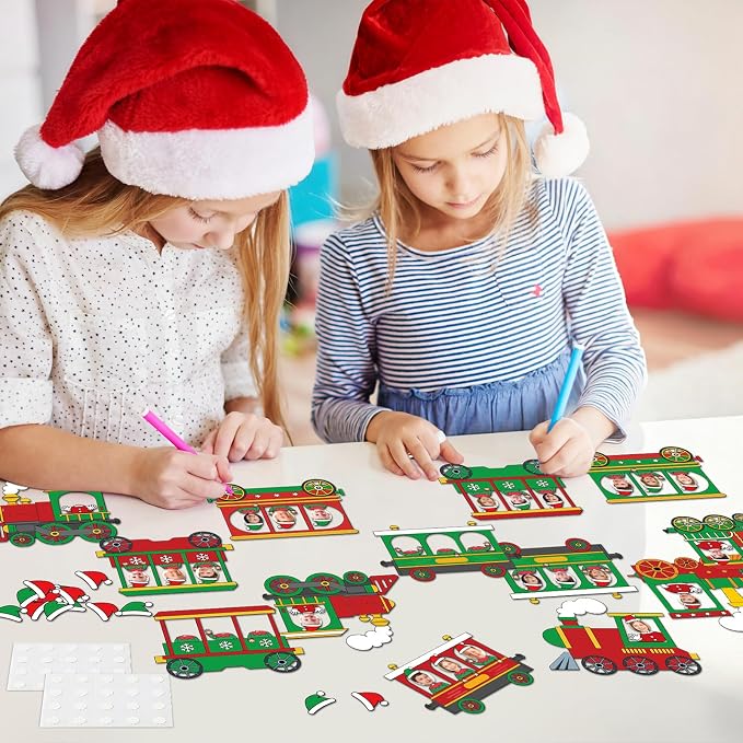 60pcs Christmas Theme Cutouts Xmas Trains Bulletin Board Decoration Set