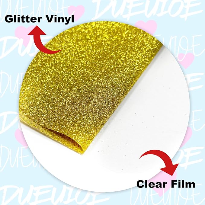 DUEUIOE Gold Glitter HTV Heat Transfer Vinyl Roll