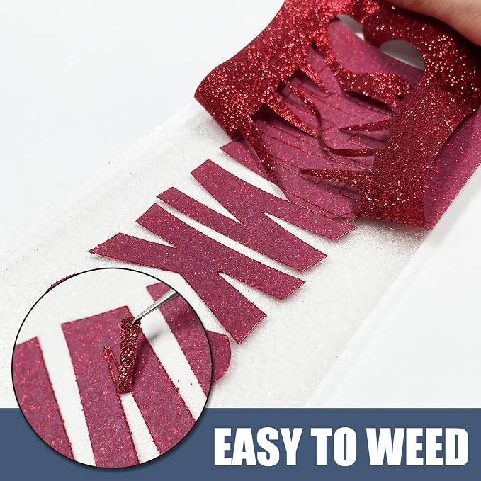 Red Glitter Heat Transfer Vinyl 12" x 8 ft HTV
