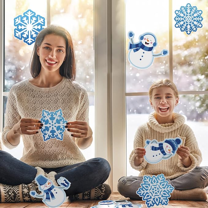 Outus 45 Pcs Winter Cutouts Snowflake Accents Paper Cutouts Name Tags Seasonal