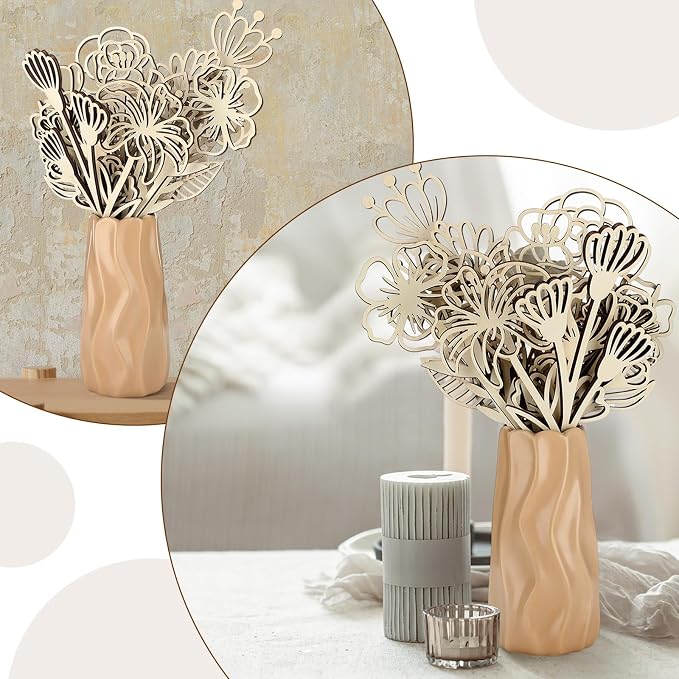 RattanView 36 Pcs Wooden Wildflower Decor Set Wood Flowers Cutout Signs