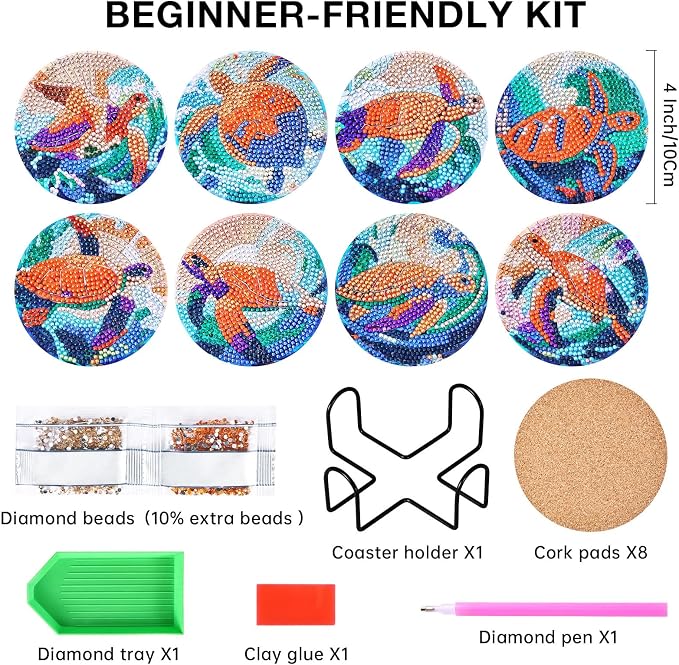 Sea Turtle Diamond Art Painting Coasters Kit