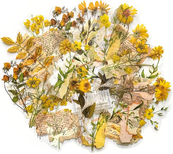 180PCS Gold Foil Vintage Botanical Flower Scrapbook Stickers, Craft Supplies